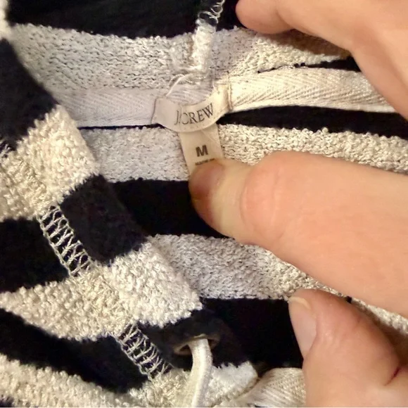 J. Crew Black and White Striped Hoodie Sweater - Picture 5 of 6